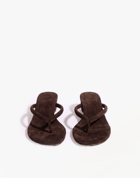 Bruine Mid Suede Hak - Teenslipper - Olivia & Kate