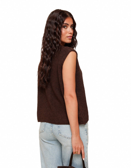 Brown Sleeveless Gilet - Vest - Olivia & Kate