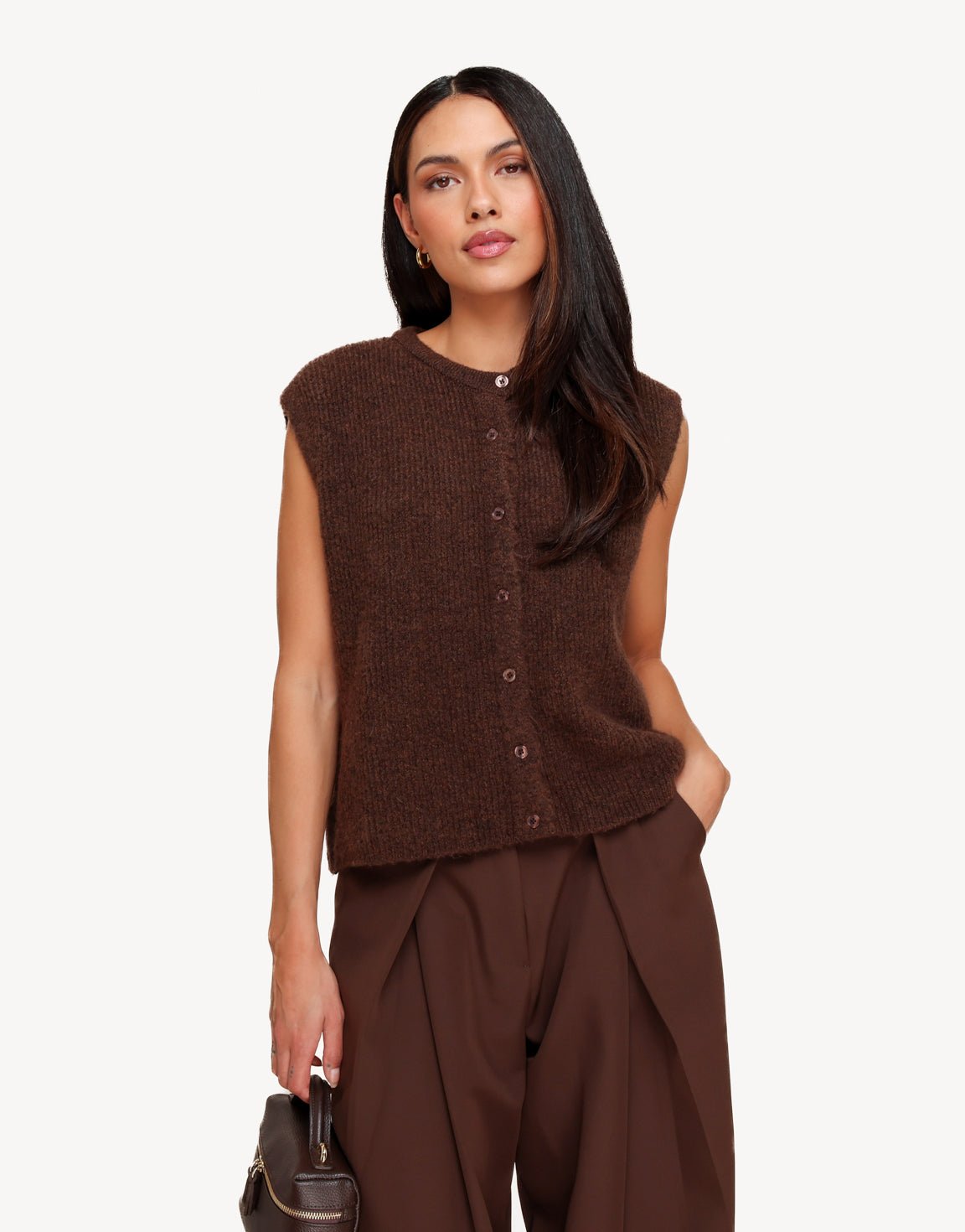 Bruine Mouwloze Gilet - Vest - Olivia & Kate