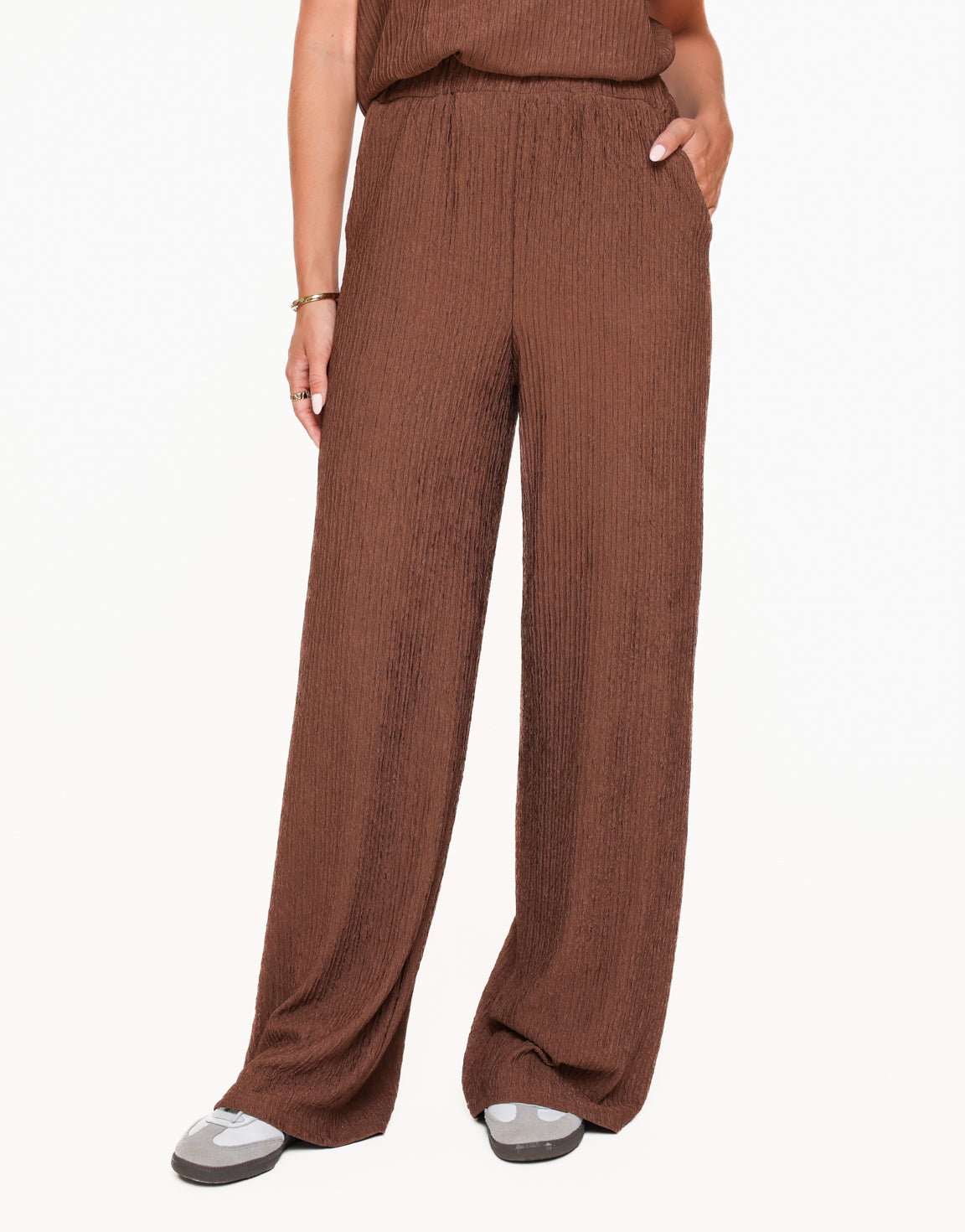 Bruine Plisse - Broek - Olivia & Kate