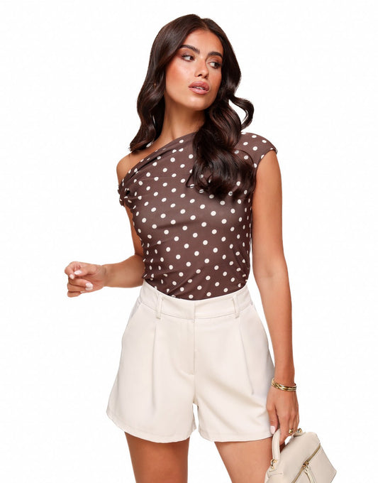 Bruine Polka Dot - Top - Olivia & Kate