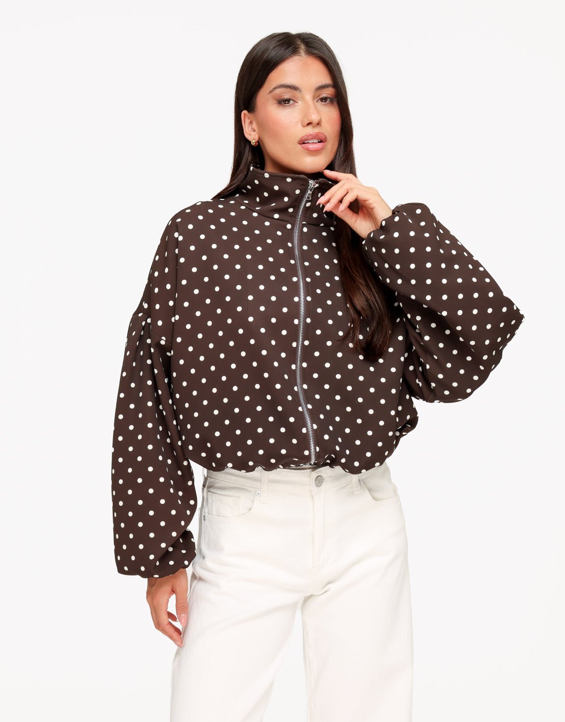Bruine Polkadot Oversized - Jas - Olivia & Kate