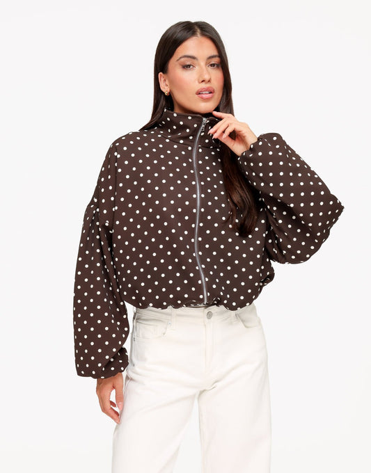 Bruine Polkadot Oversized - Jas - Olivia & Kate