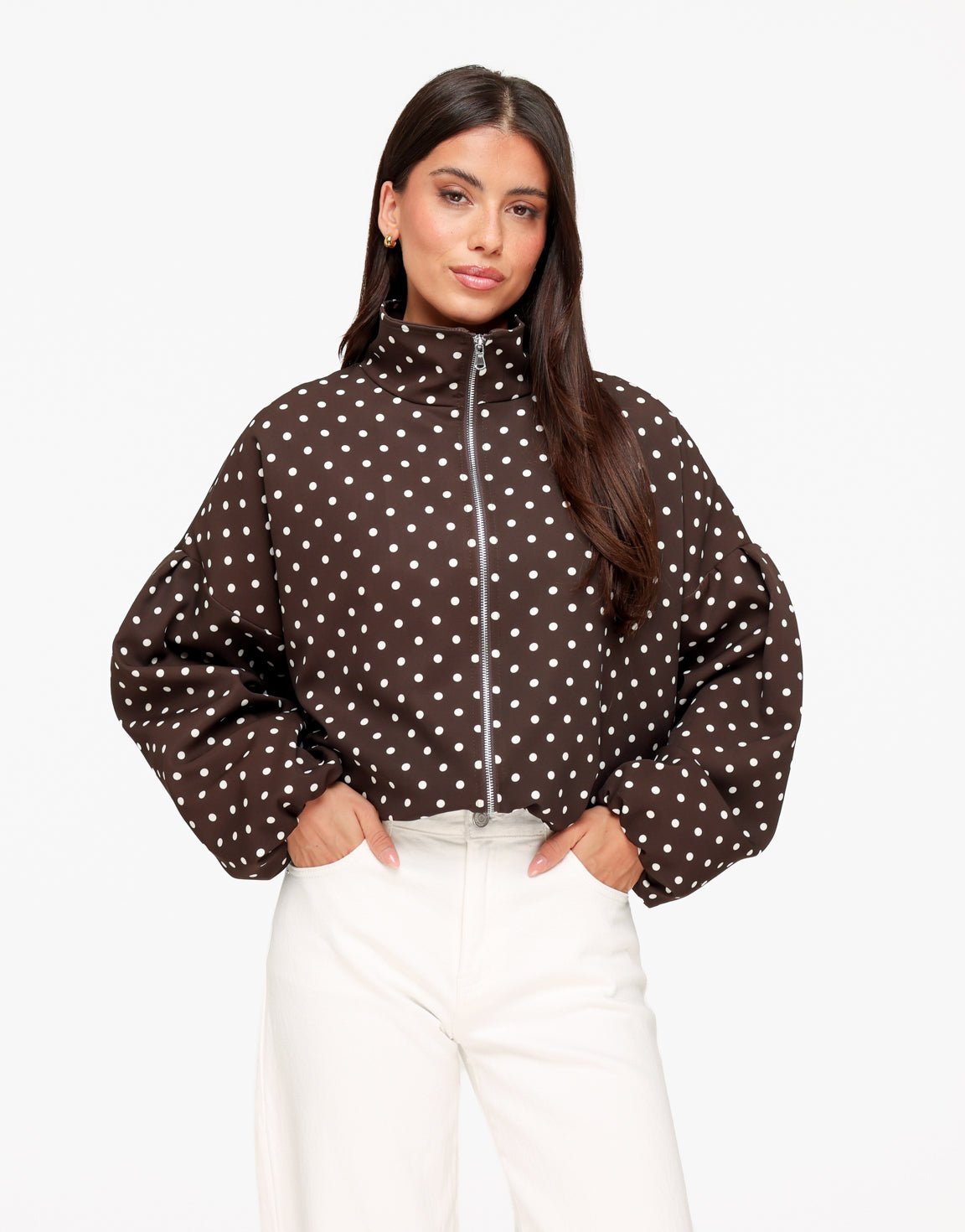 Bruine Polkadot Oversized - Jas - Olivia & Kate