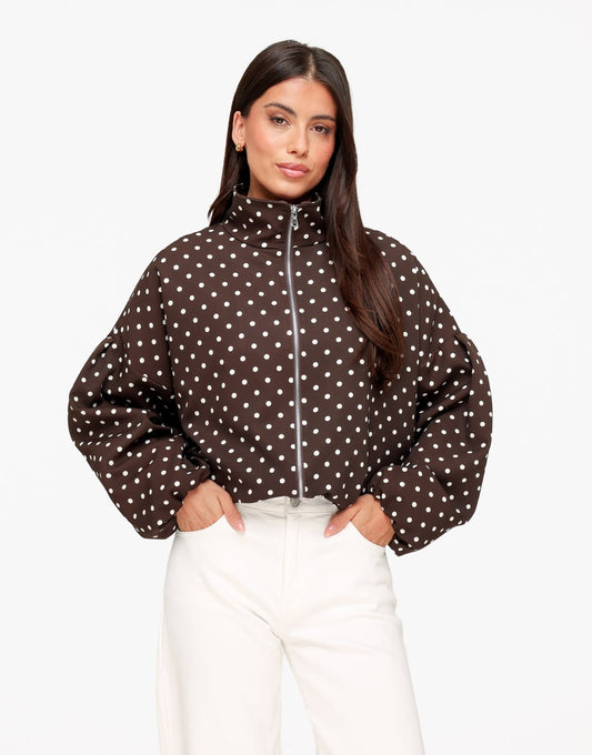 Bruine Polkadot Oversized - Jas - Olivia & Kate