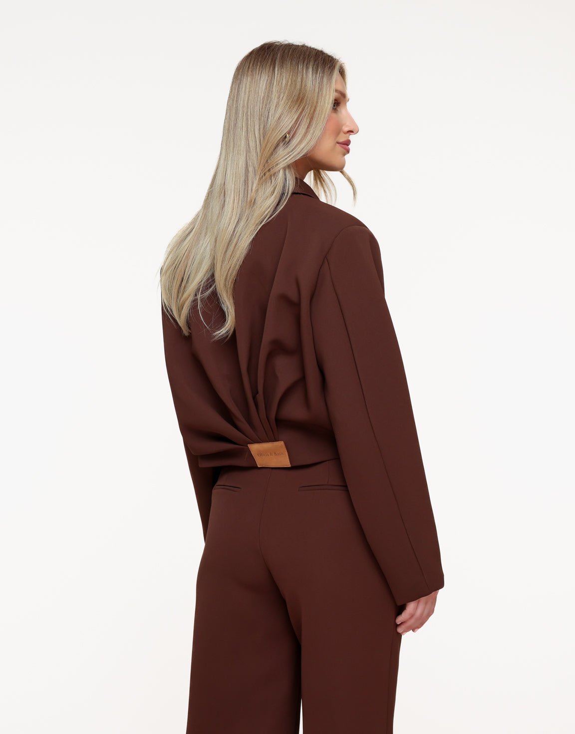 Bruine Premium Achterkant Detail Jas - Set - Olivia & Kate