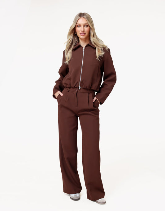 Bruine Premium Wijde - Pantalon - Olivia & Kate