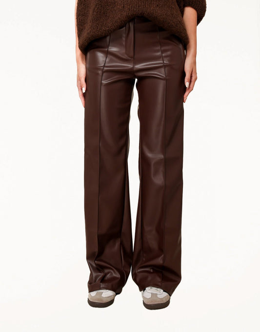 Brown PU Leather Wide Seams - Pants - Olivia & Kate
