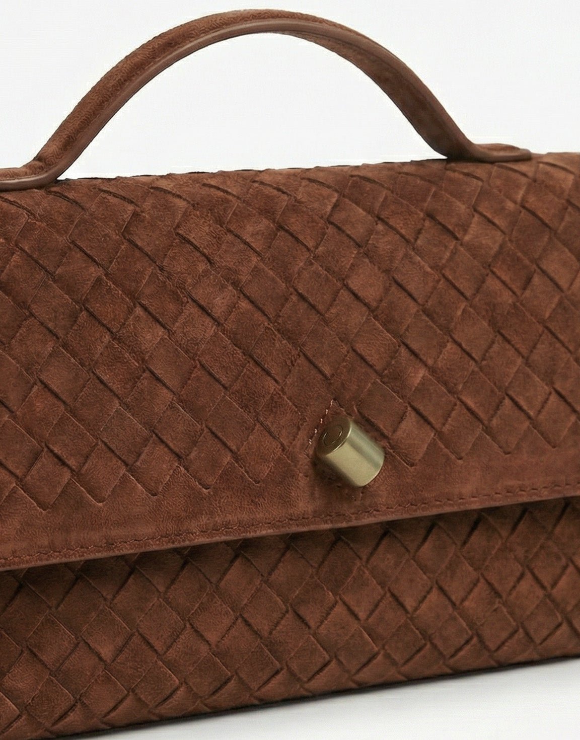 Bruine Suede Gouden Detail Clutch - Tas - Olivia & Kate