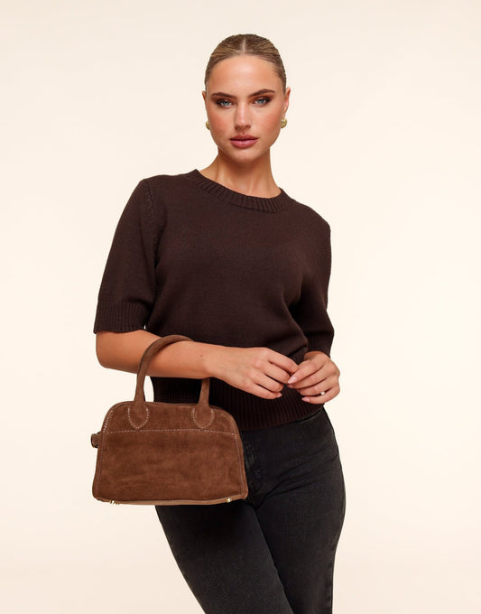 Bruine Suede - Handtas - Olivia & Kate