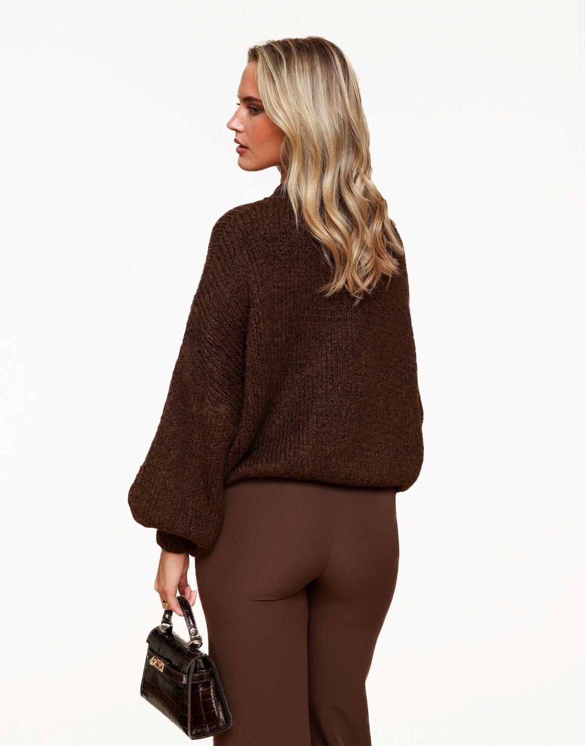 Brown Woolen Knitted - Sweater - Olivia & Kate