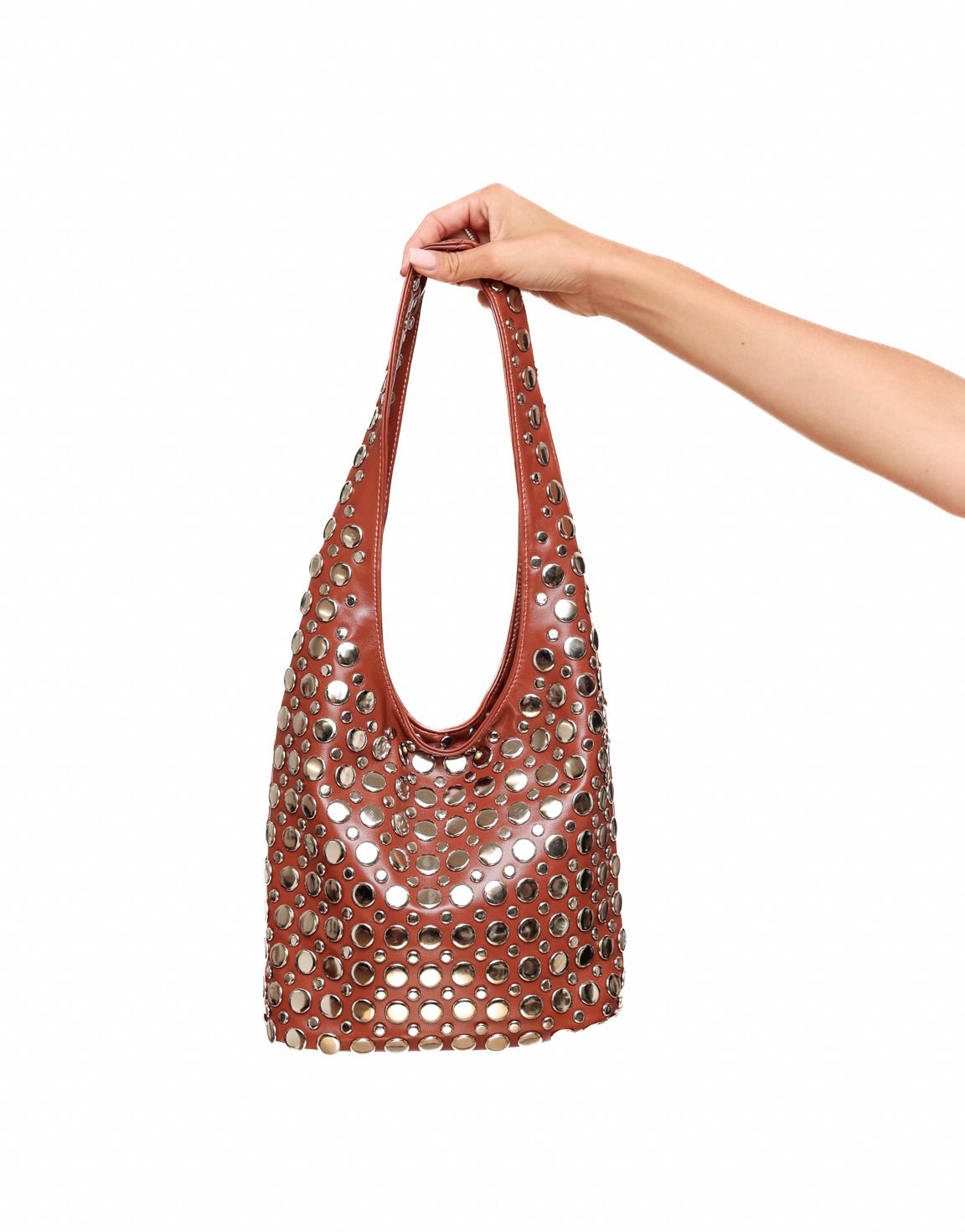 Brown Silver Studs - Bag - Olivia & Kate