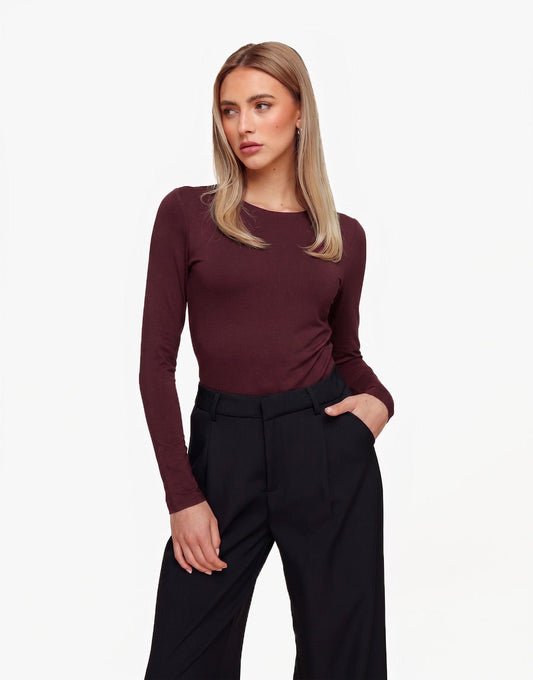 Burgundy Basic LS - Top - Olivia & Kate