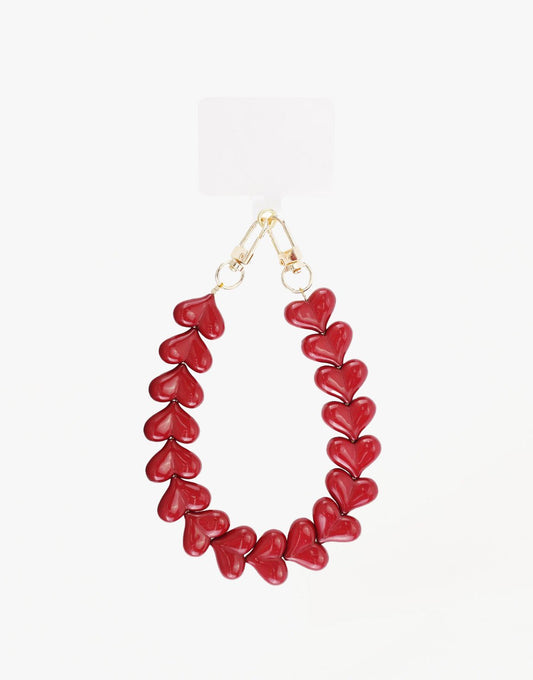 Burgundy Brede Hartjes - Telefoonkoord - Olivia & Kate