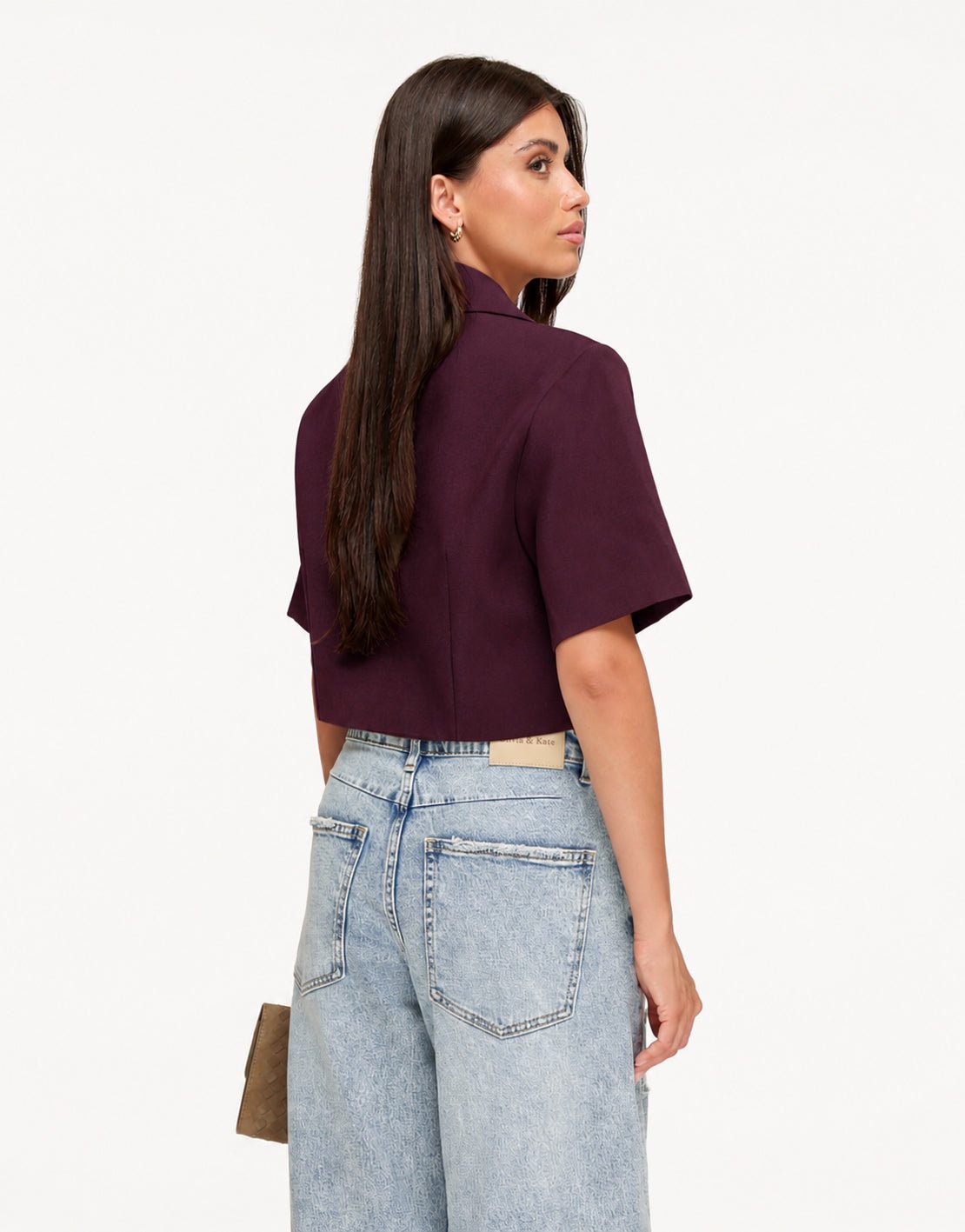 Burgundy Cropped SS - Blazer - Olivia & Kate
