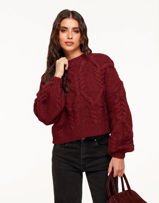 Burgundy Gebreide Kabel - Trui