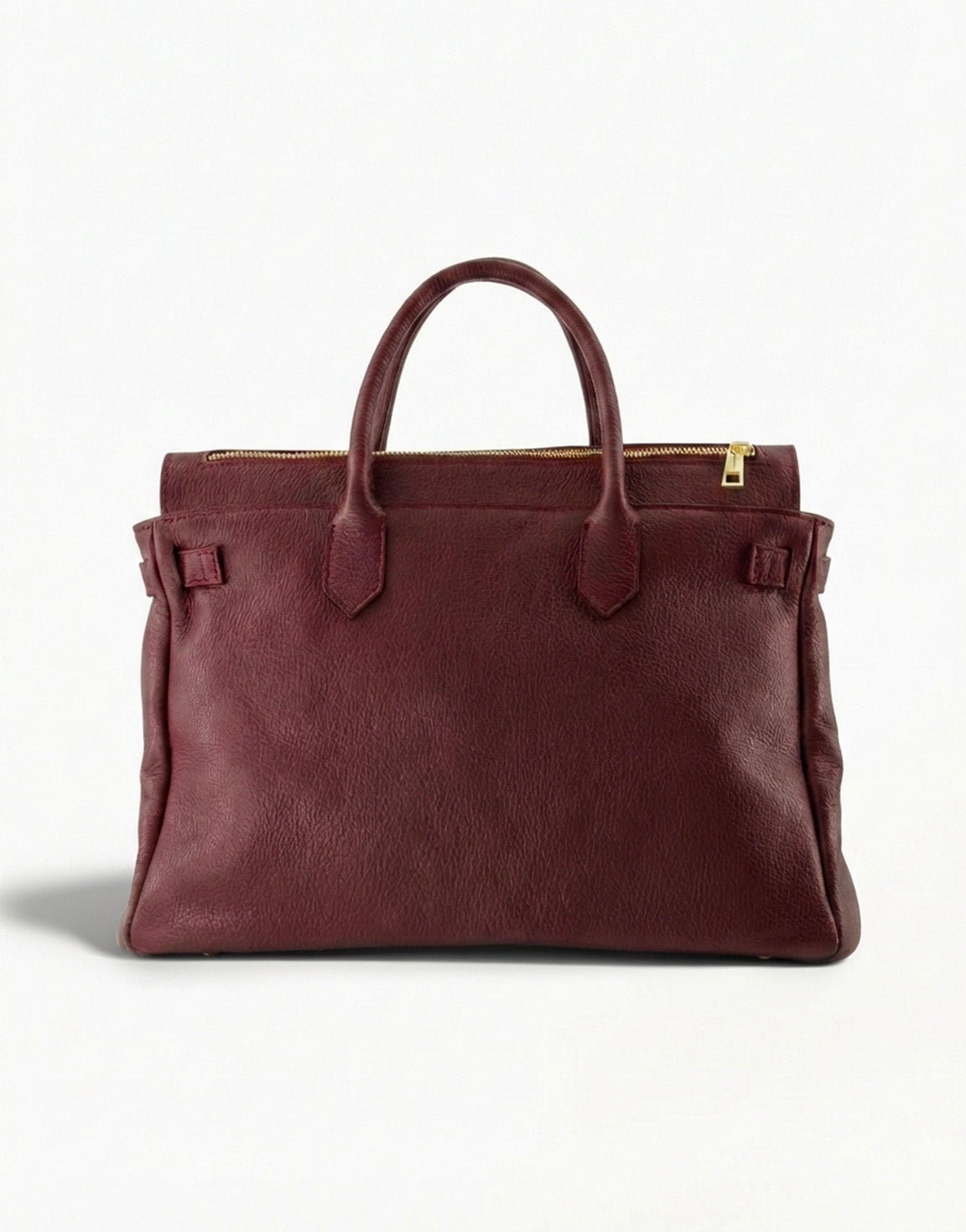Burgundy Large Gold Details - Bag - Olivia & Kate