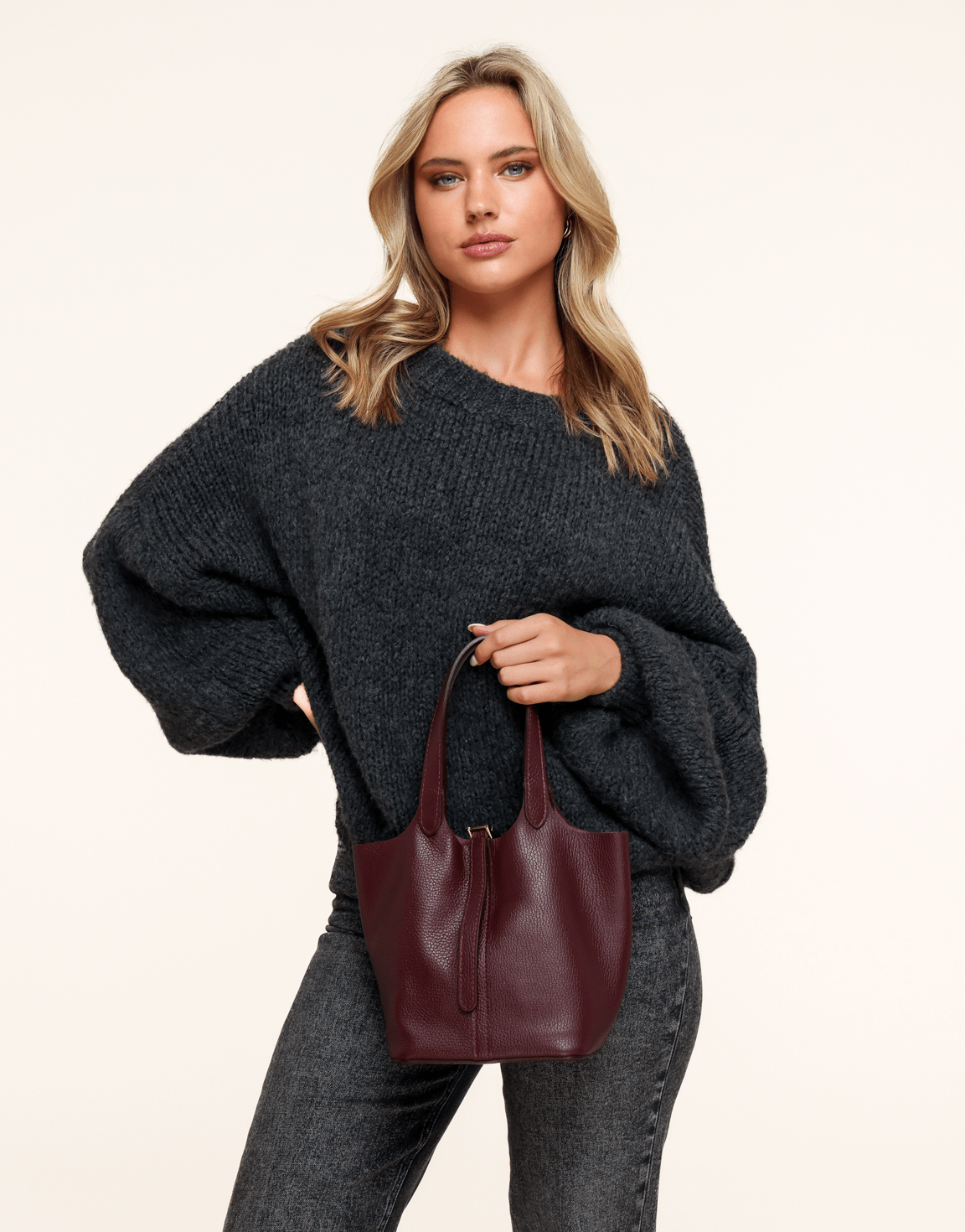 Burgundy Leren Gesp - Tas - Olivia & Kate