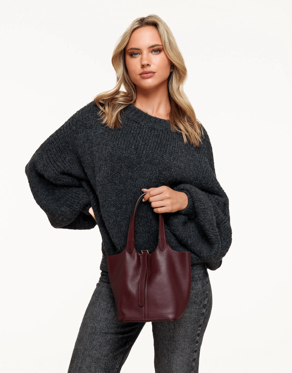 Burgundy Leren Gesp - Tas - Olivia & Kate