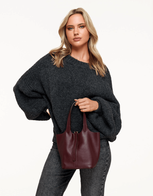 Burgundy Leren Gesp - Tas - Olivia & Kate