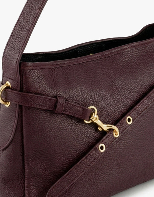 Burgundy Leren Vierkante - Tas - Olivia & Kate