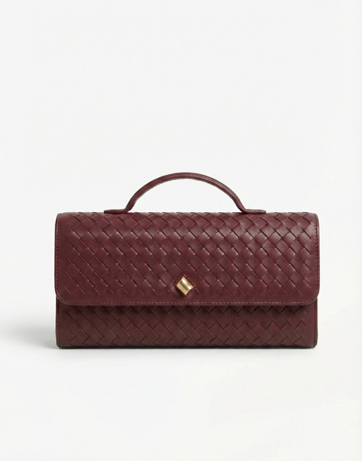 Burgundy PU Gouden Detail Clutch - Tas - Olivia & Kate