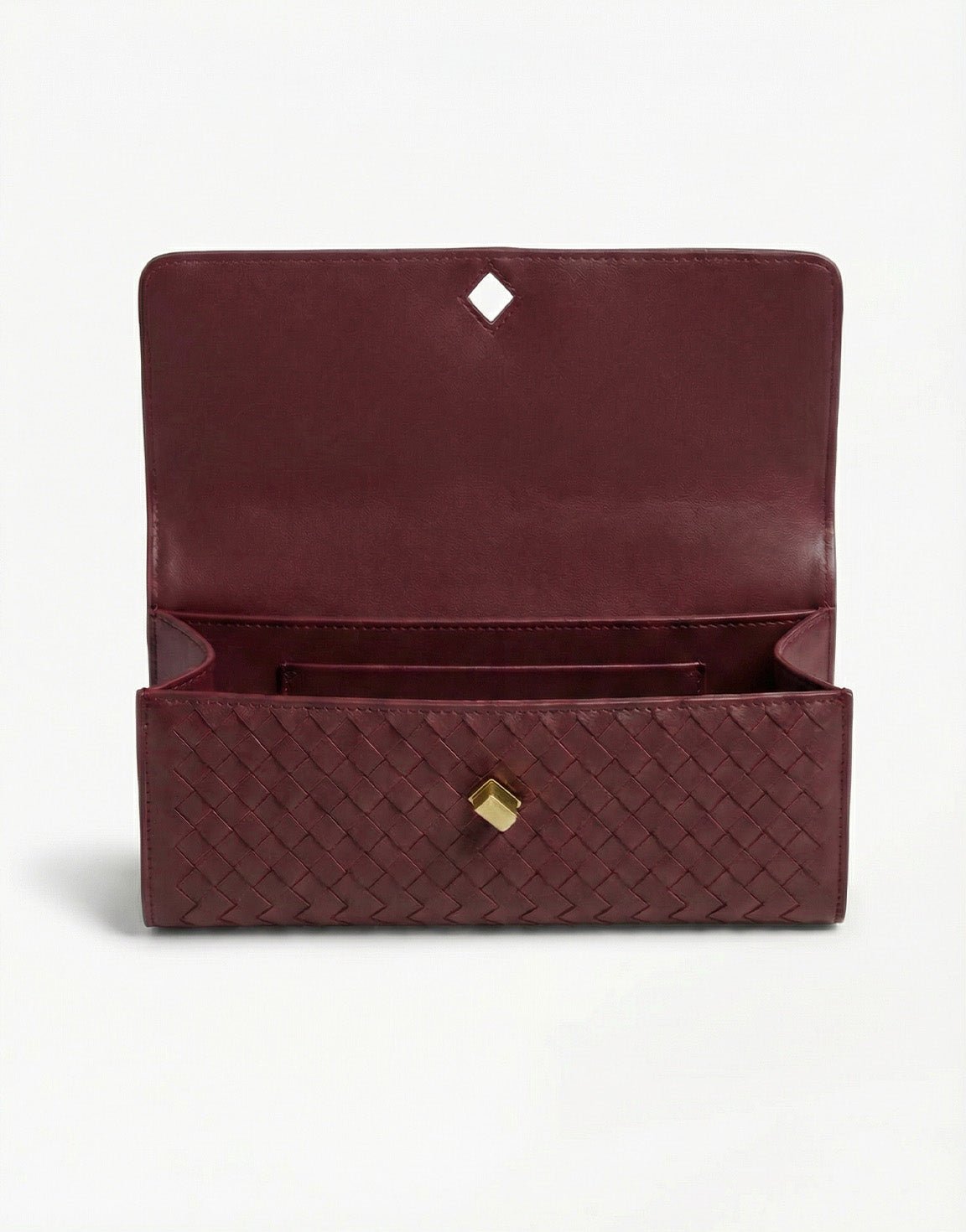 Burgundy PU Gouden Detail Clutch - Tas - Olivia & Kate