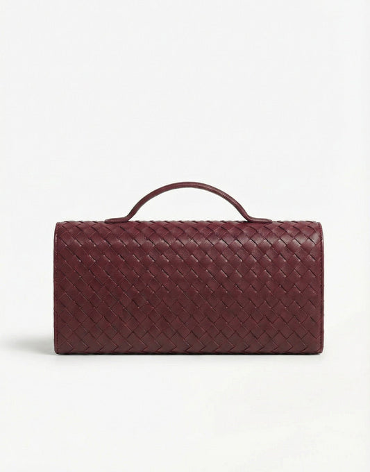 Burgundy PU Gouden Detail Clutch - Tas - Olivia & Kate
