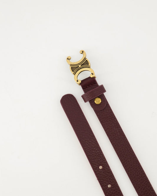 Burgundy Smalle Gedetailleerde Gouden Gesp - Riem - Olivia & Kate