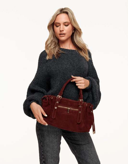 Burgundy Suede City - Tas - Olivia & Kate