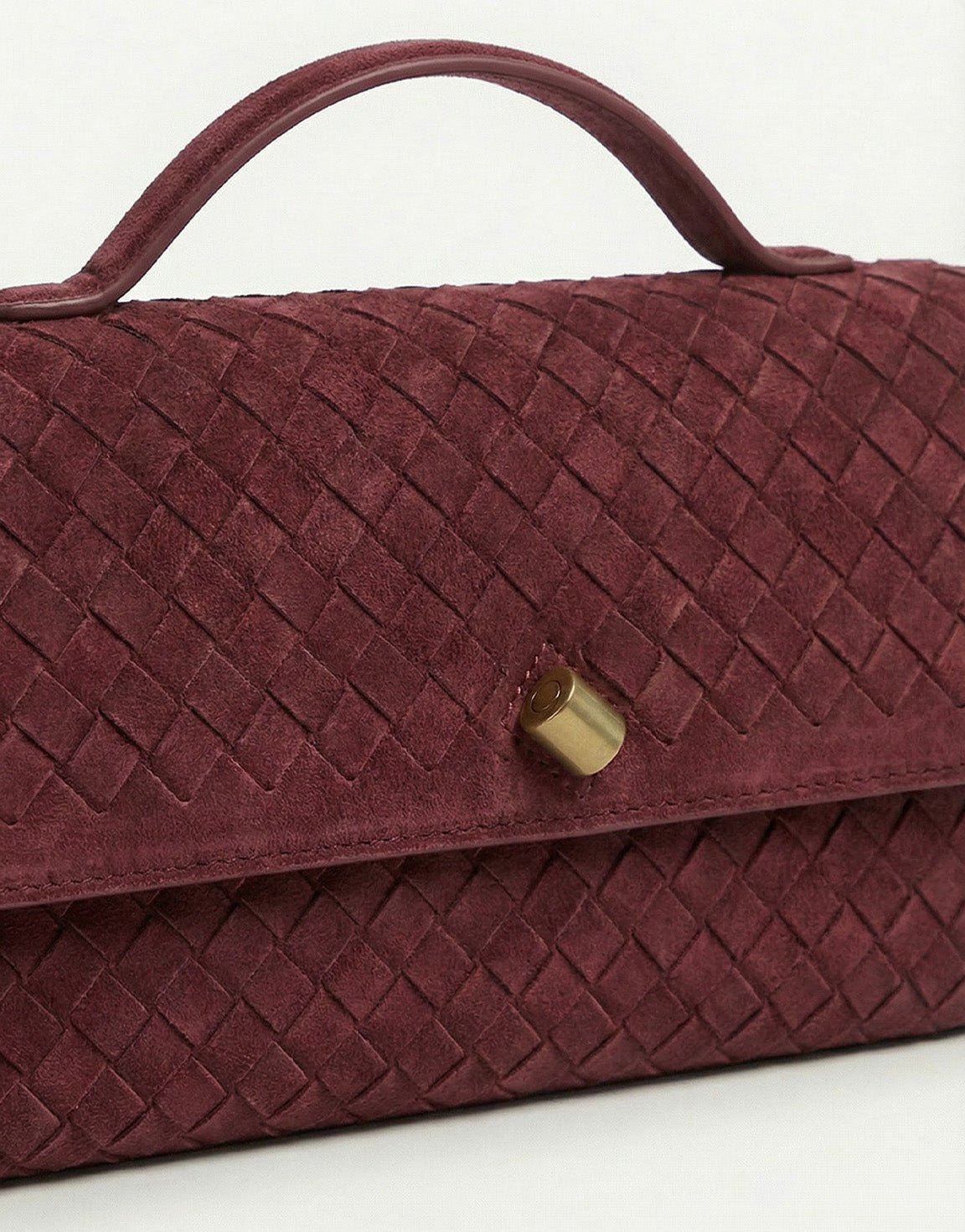 Burgundy Suede Gouden Detail Clutch - Tas - Olivia & Kate
