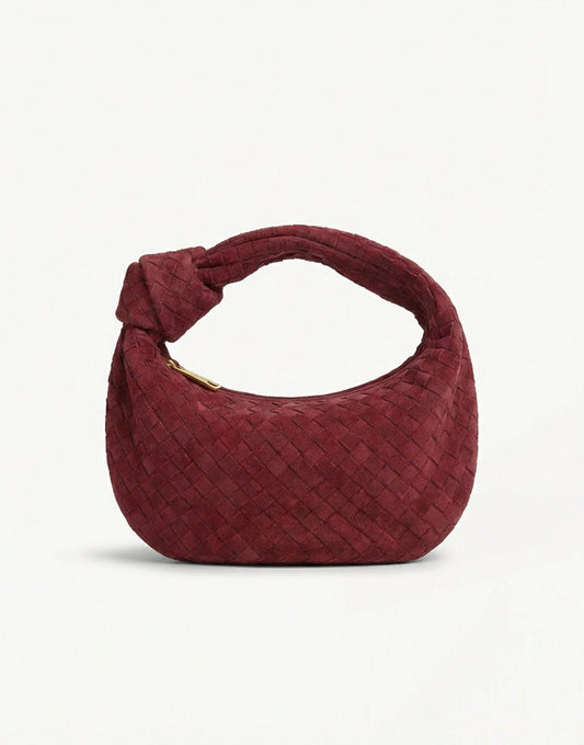 Burgundy Suede Middel Gevlochten - Tas - Olivia & Kate