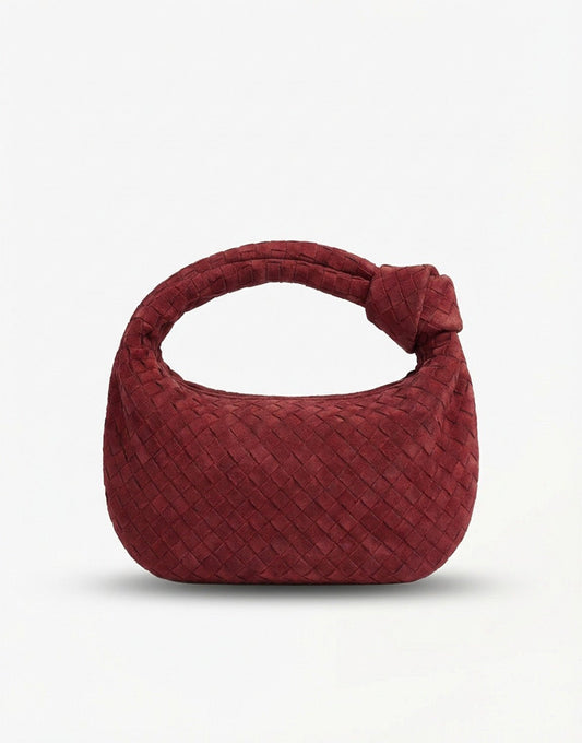 Burgundy Suede Middel Gevlochten - Tas - Olivia & Kate