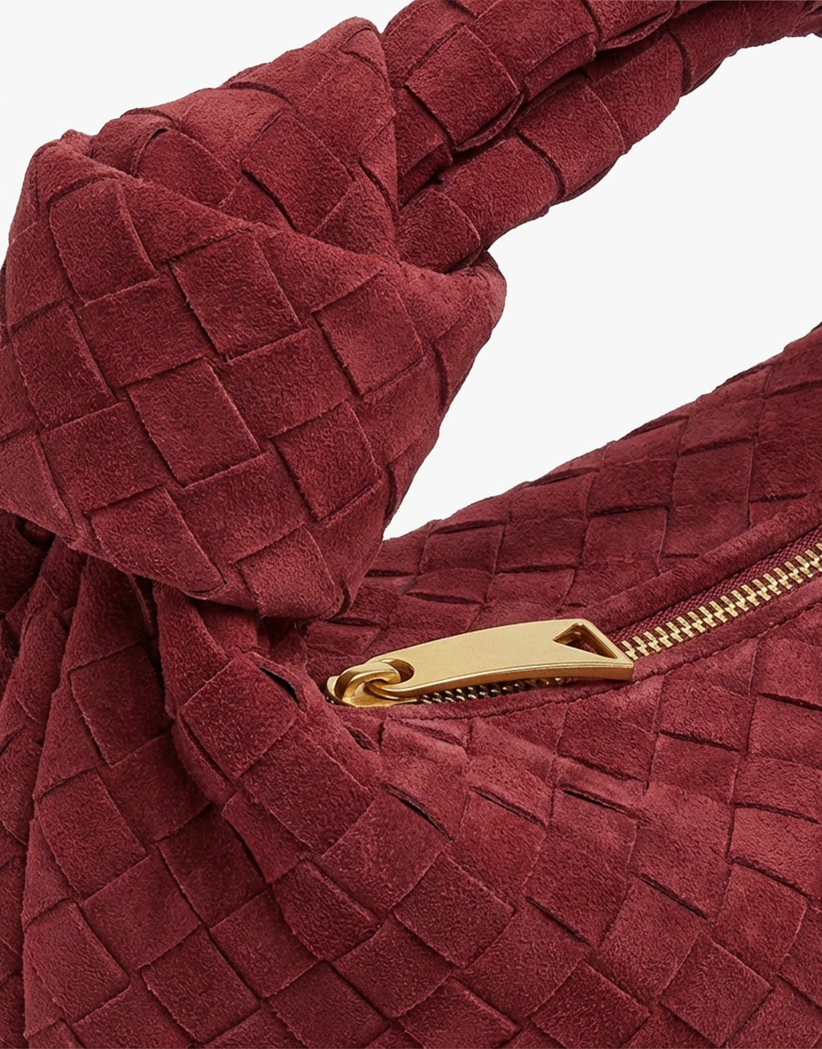 Burgundy Suede Middel Gevlochten - Tas - Olivia & Kate