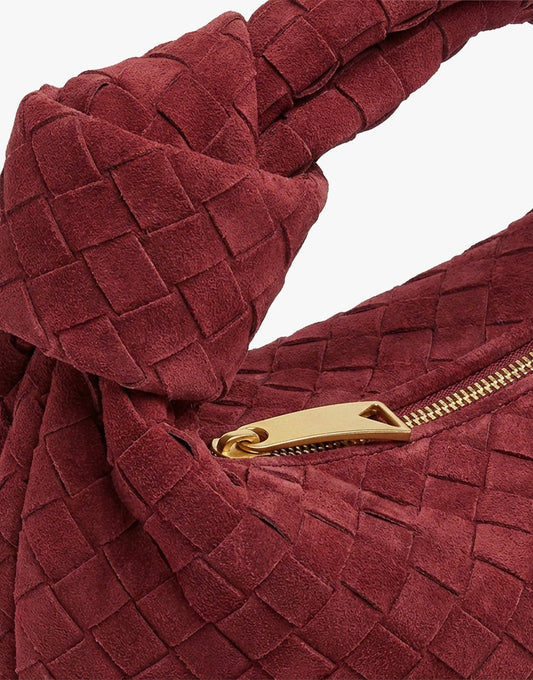 Burgundy Suede Middel Gevlochten - Tas - Olivia & Kate