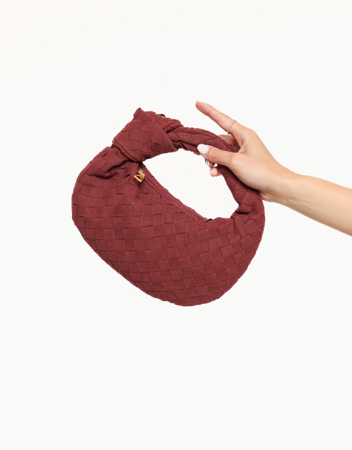 Burgundy Suede Middel Gevlochten - Tas - Olivia & Kate