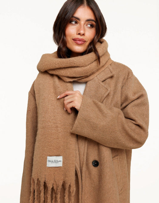 Camel Knitted STUDIO - Scarf - Olivia & Kate