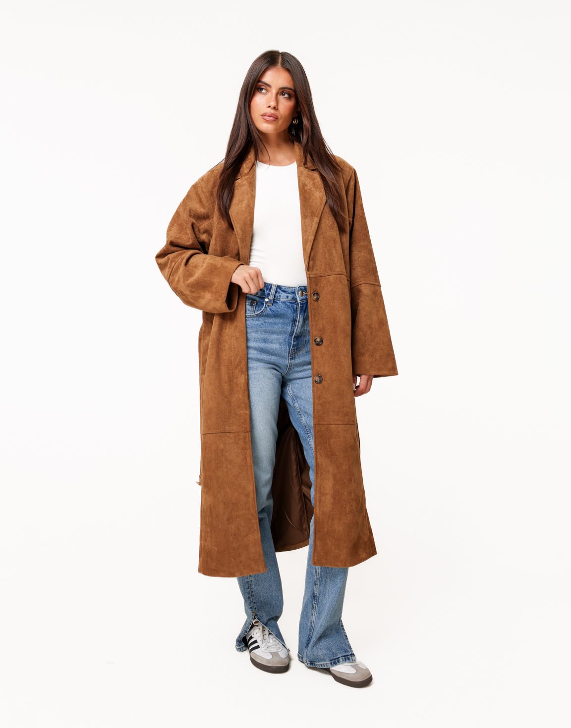 Camel Lange Suede - Jas - Olivia & Kate