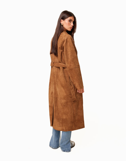 Camel Lange Suede - Jas - Olivia & Kate