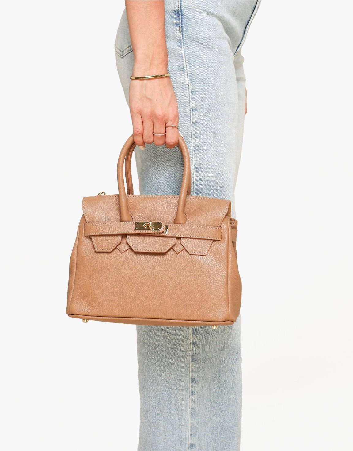 Camel Middel Gouden Details - Tas - Olivia & Kate