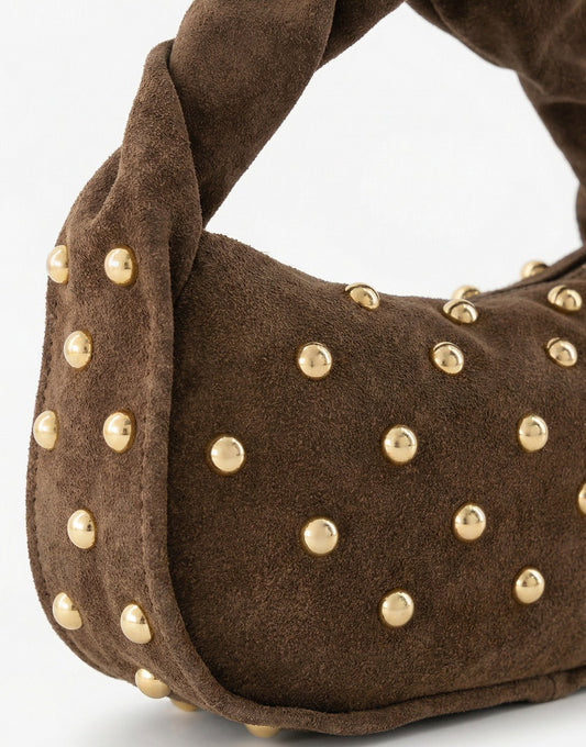 Camel Ronde Gouden Studs - Tas - Olivia & Kate