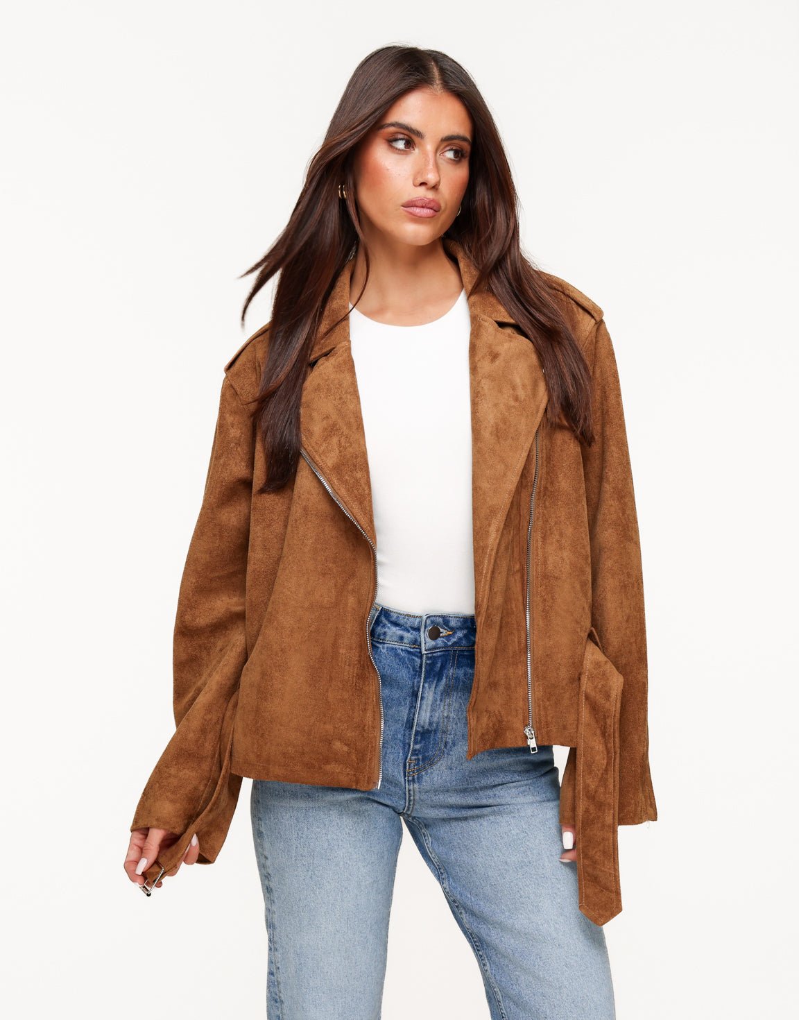Camel Suede Biker - Jas - Olivia & Kate