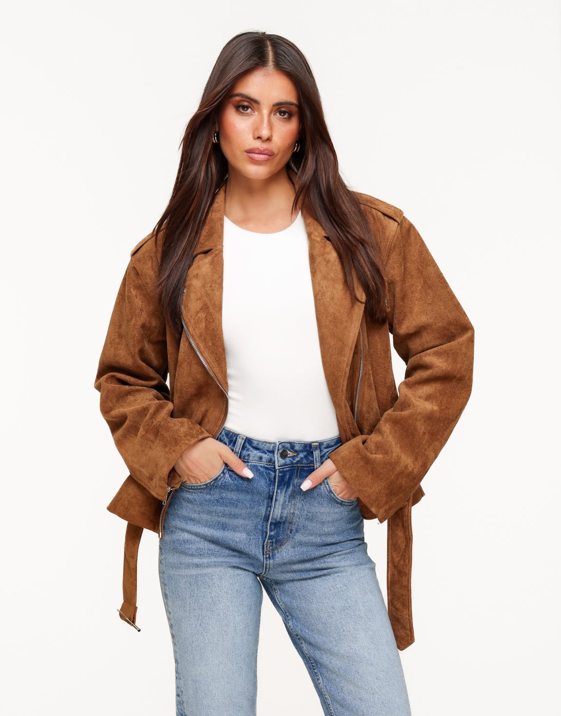 Camel Suede Biker - Jas - Olivia & Kate