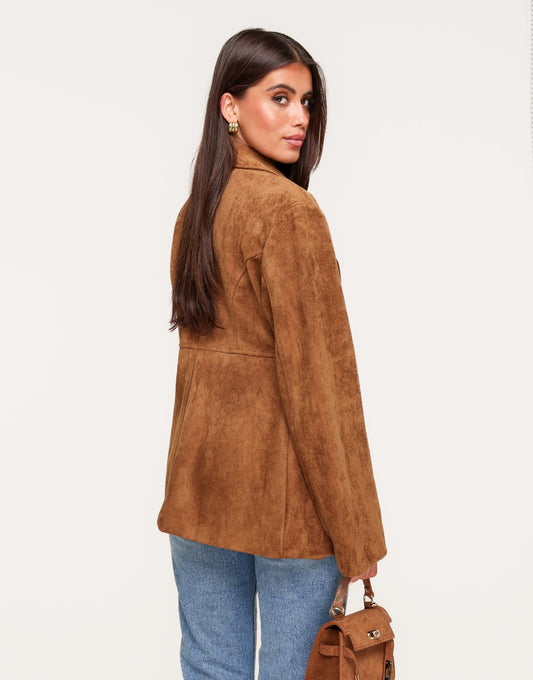Camel Suede - Blazer - Olivia & Kate