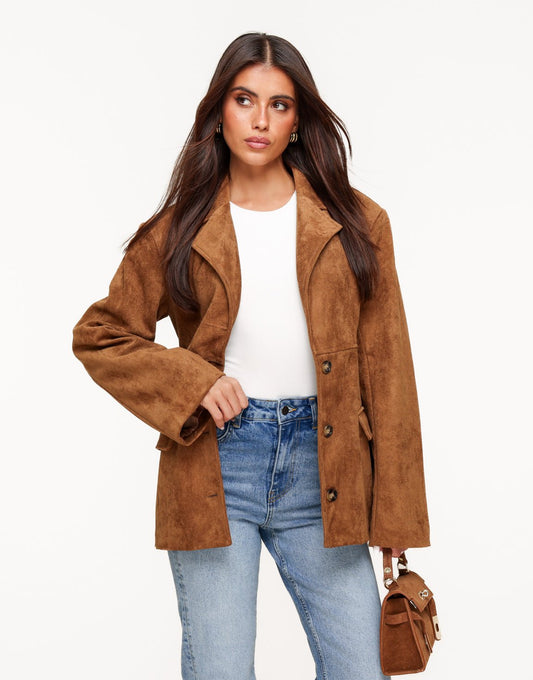 Camel Suede - Blazer - Olivia & Kate