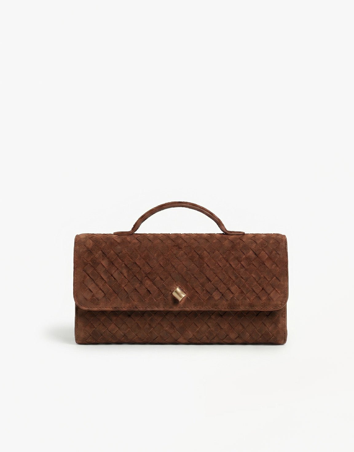 Camel Suede Gouden Detail Clutch - Tas - Olivia & Kate