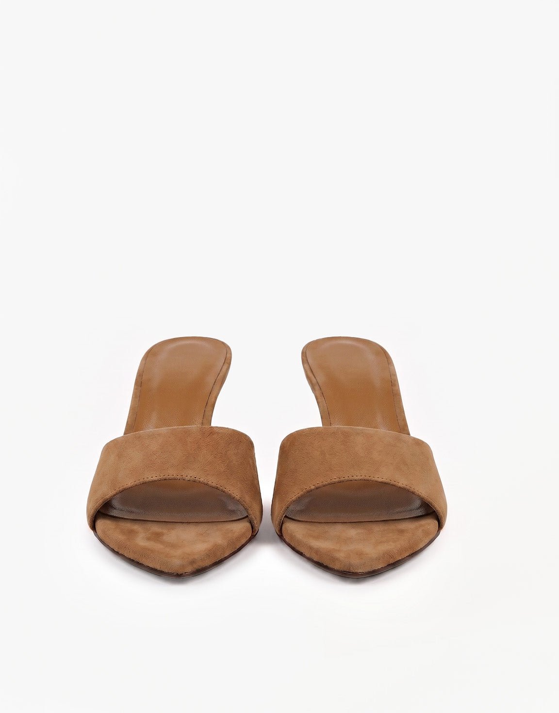 Camel Suede Open Teen Spits - Hakken - Olivia & Kate
