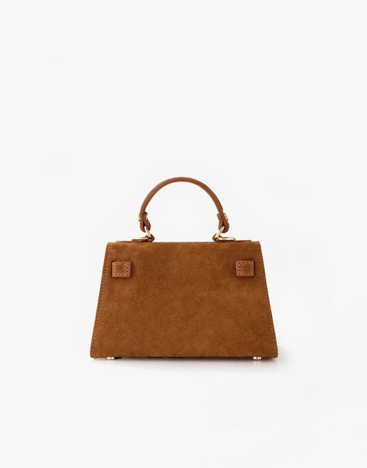 Cognac Suede Gouden Detail - Tas - Olivia & Kate