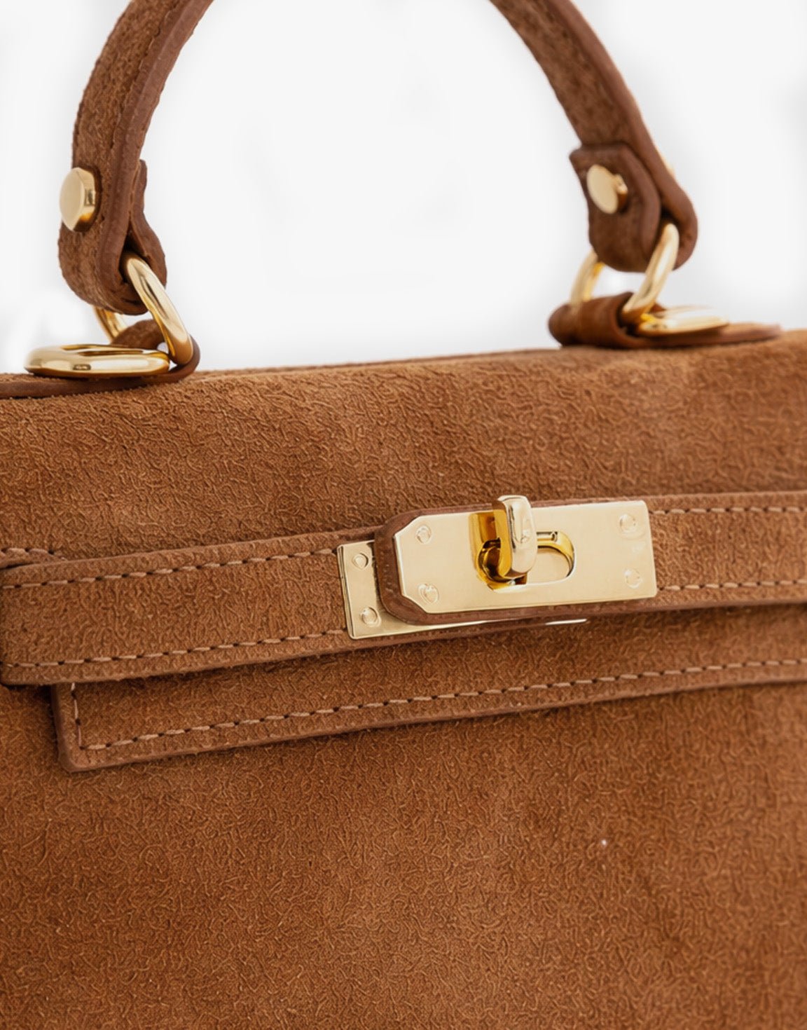 Cognac Suede Gouden Detail - Tas - Olivia & Kate