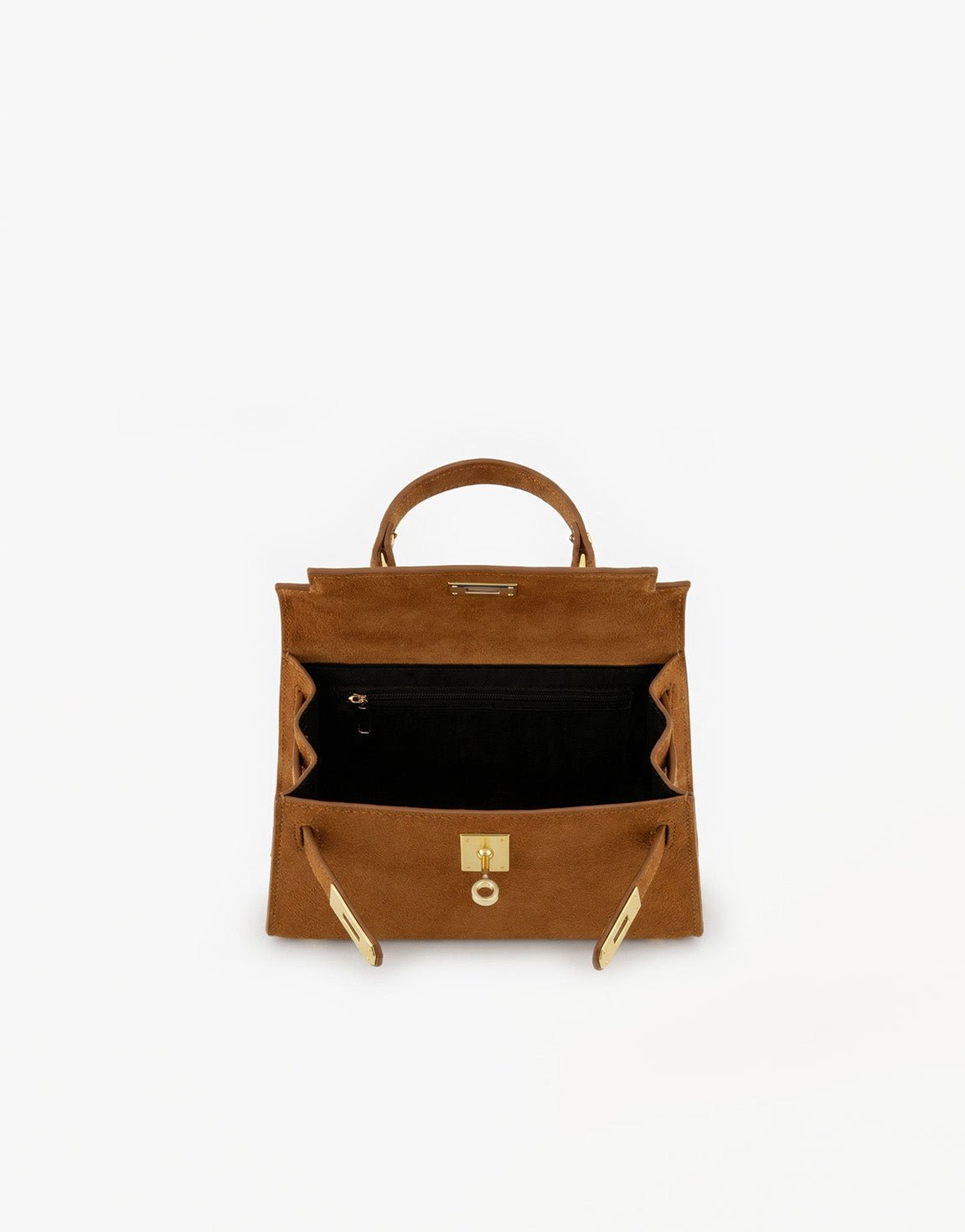 Cognac Suede Gouden Detail - Tas - Olivia & Kate